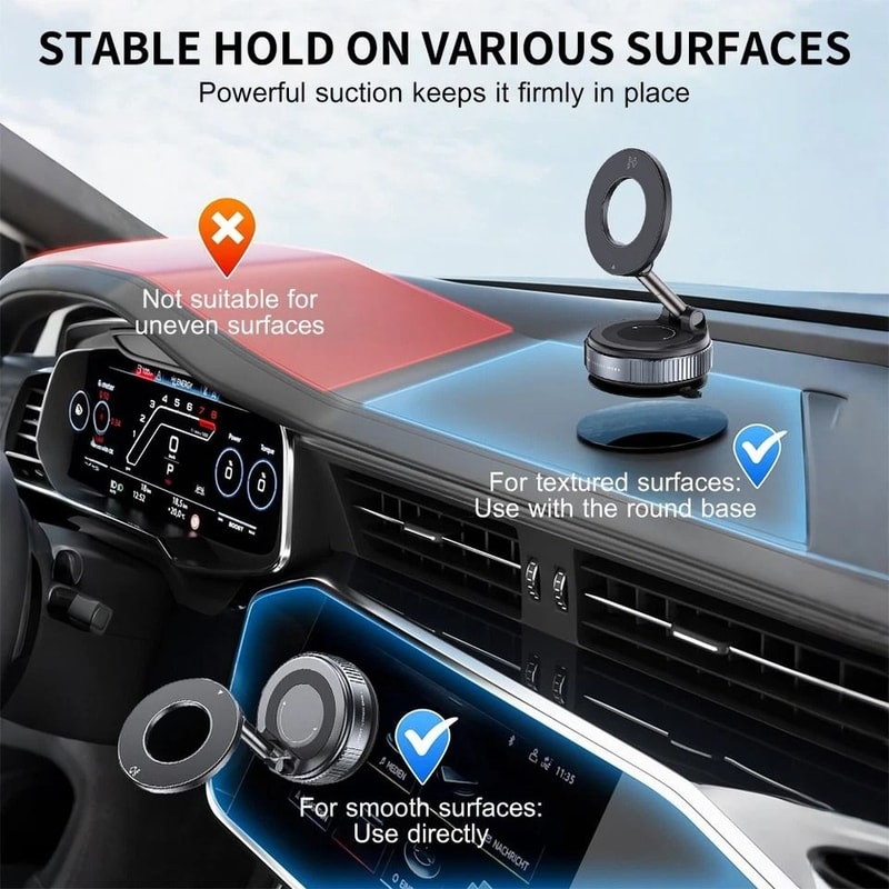 Universal Vacuum Magnetic Phone Holder Foldable Car Mount Strong Suction Cup Adjustable For IPhone 4