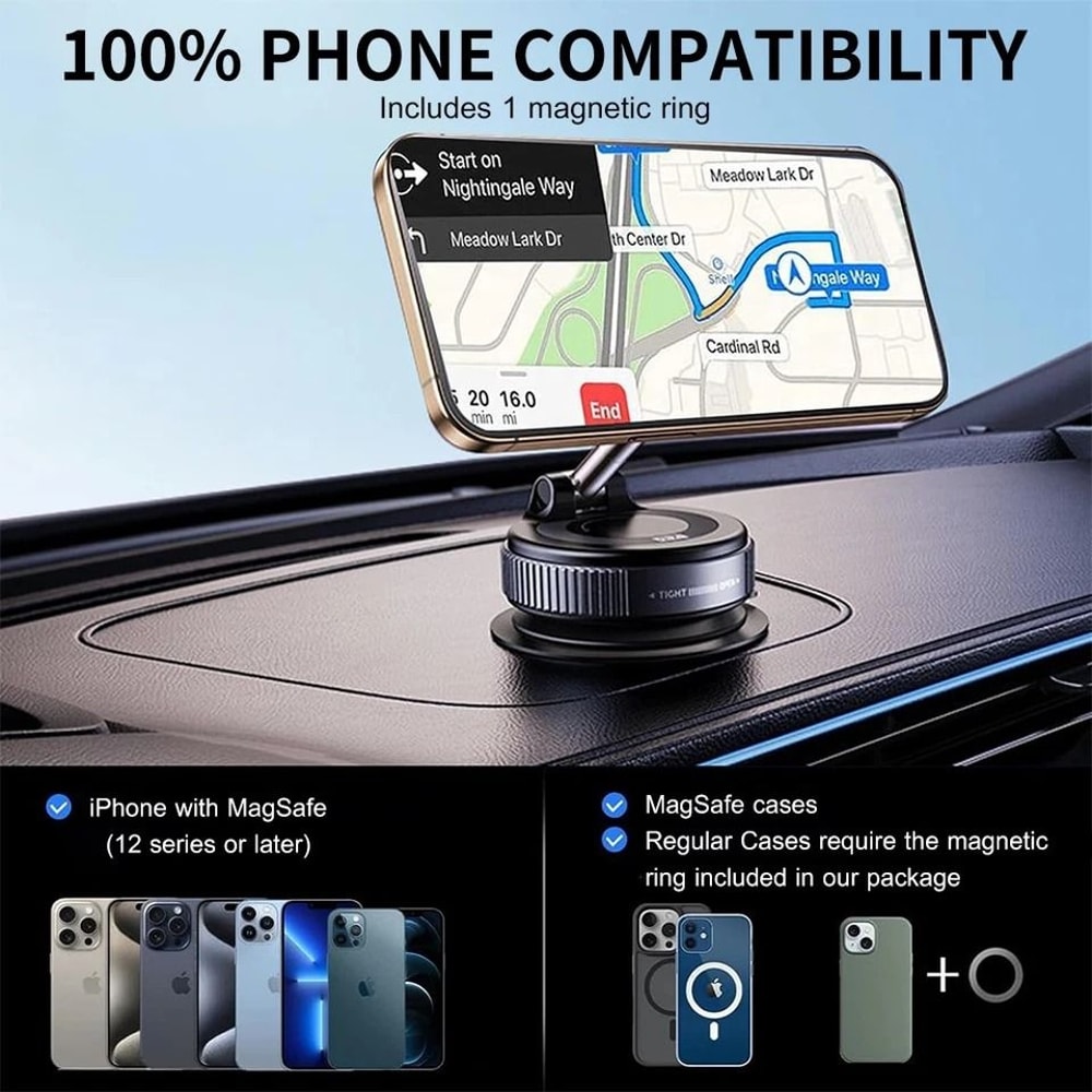 Universal Vacuum Magnetic Phone Holder Foldable Car Mount Strong Suction Cup Adjustable For IPhone 6
