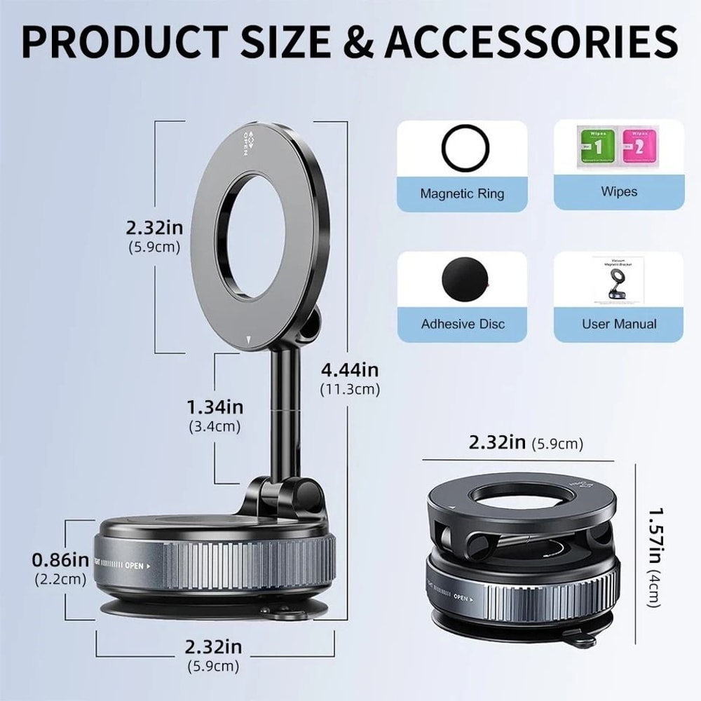 Universal Vacuum Magnetic Phone Holder Foldable Car Mount Strong Suction Cup Adjustable For IPhone 7