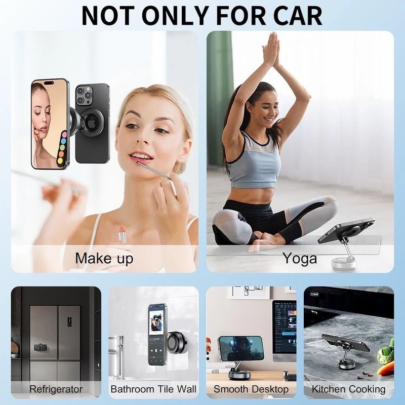 Universal Vacuum Magnetic Phone Holder Foldable Car Mount Strong Suction Cup Adjustable For IPhone 8