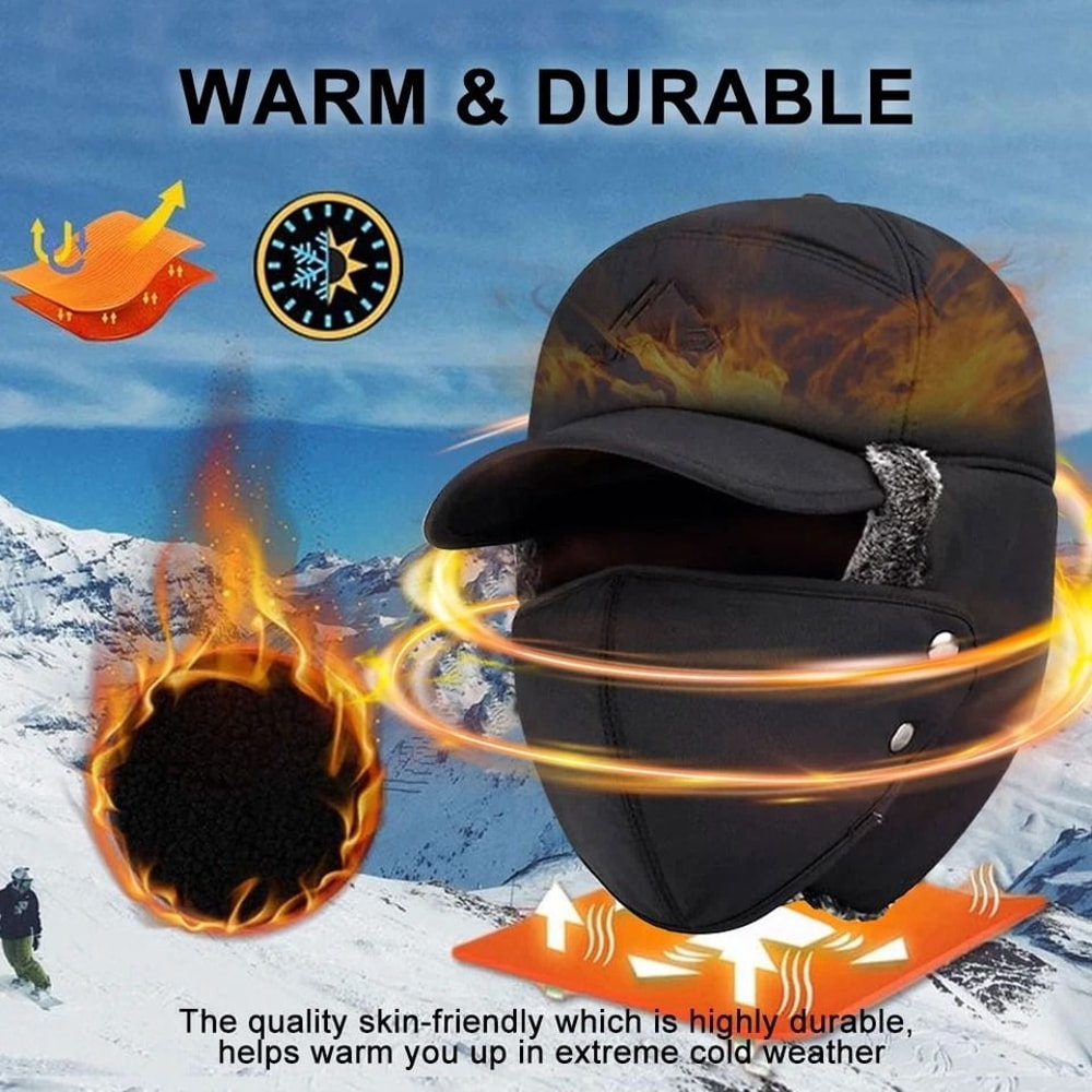 Aviator Thermal Winter Trapper Hat With Fur Ear Flaps Full Face Mask Warm Ushanka Cap 4