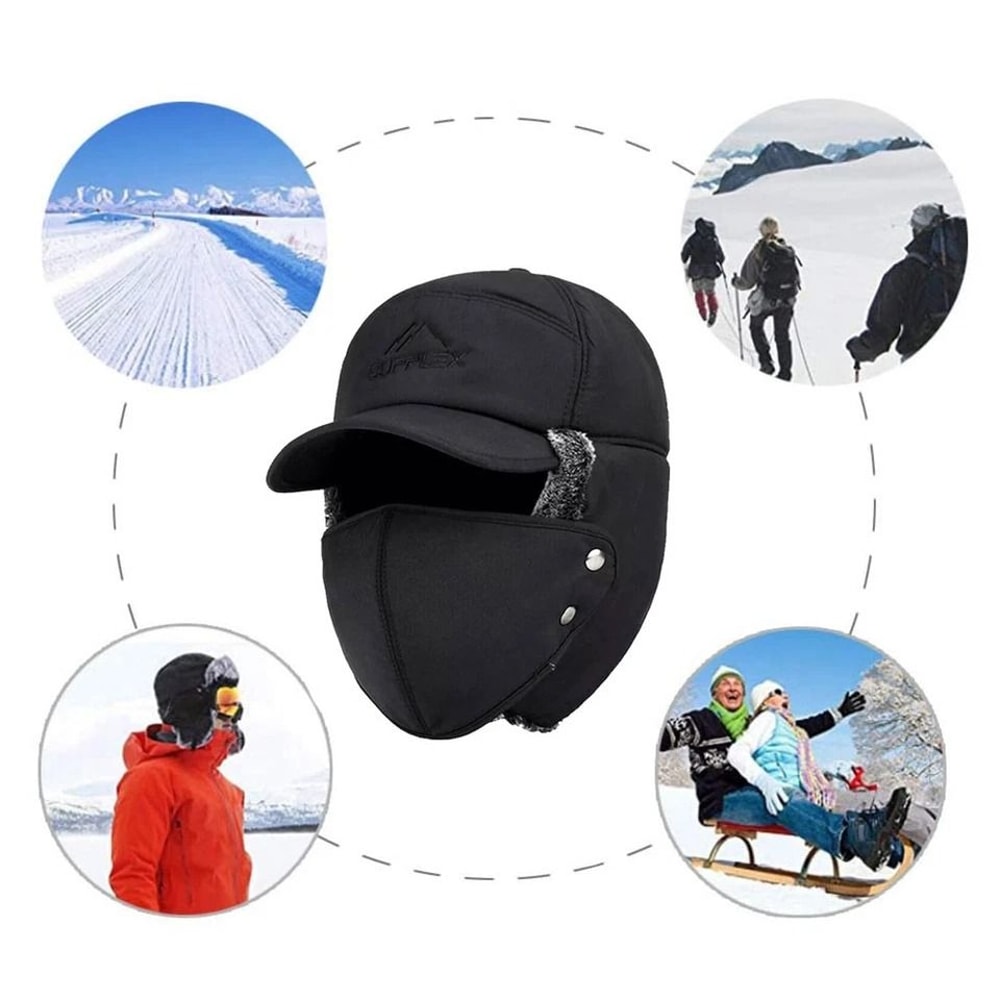 Aviator Thermal Winter Trapper Hat With Fur Ear Flaps Full Face Mask Warm Ushanka Cap 7