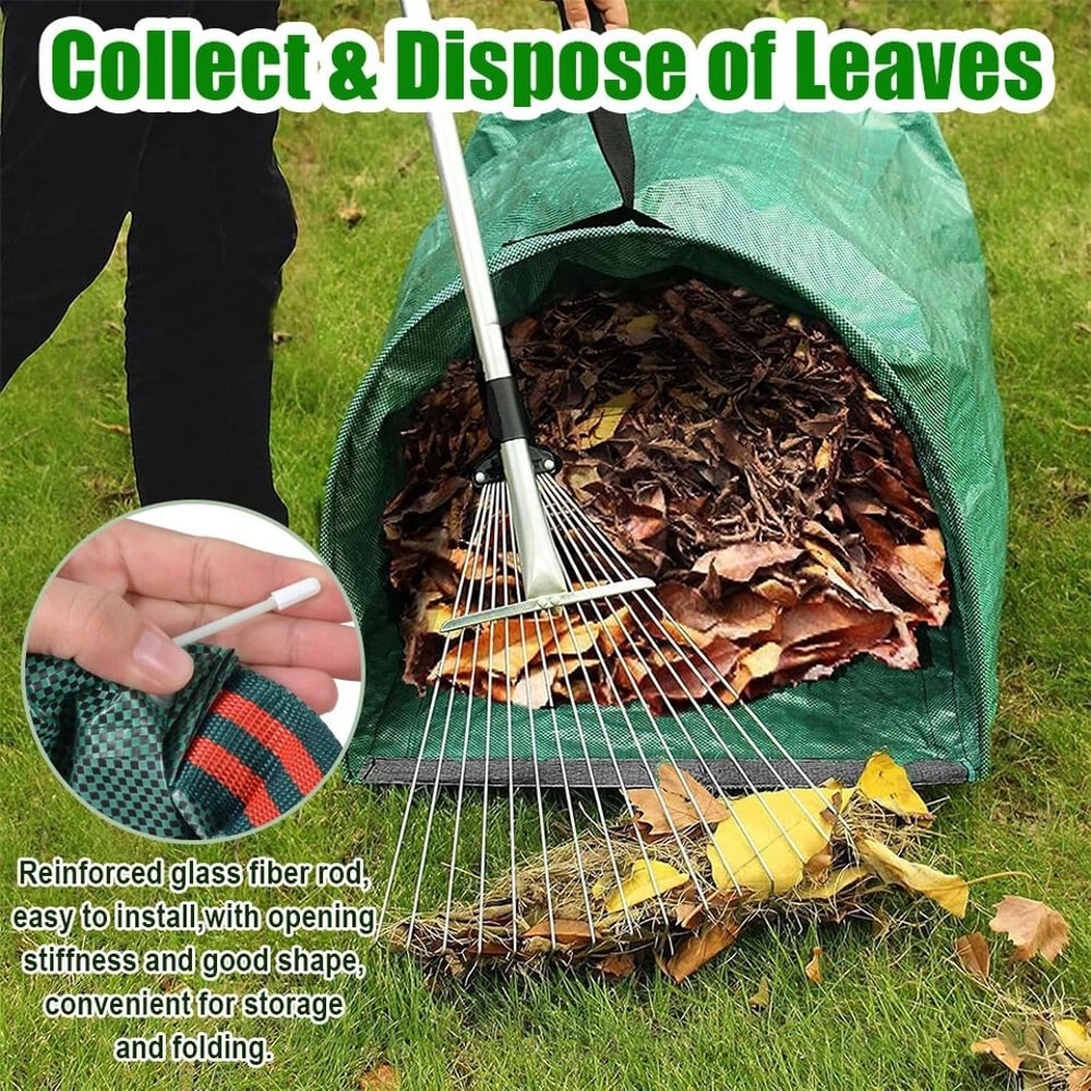 Collapsible Yard Leaf Bag Reusable Garden Waste Bag With Handles Gallon Lawn Trash Container 5