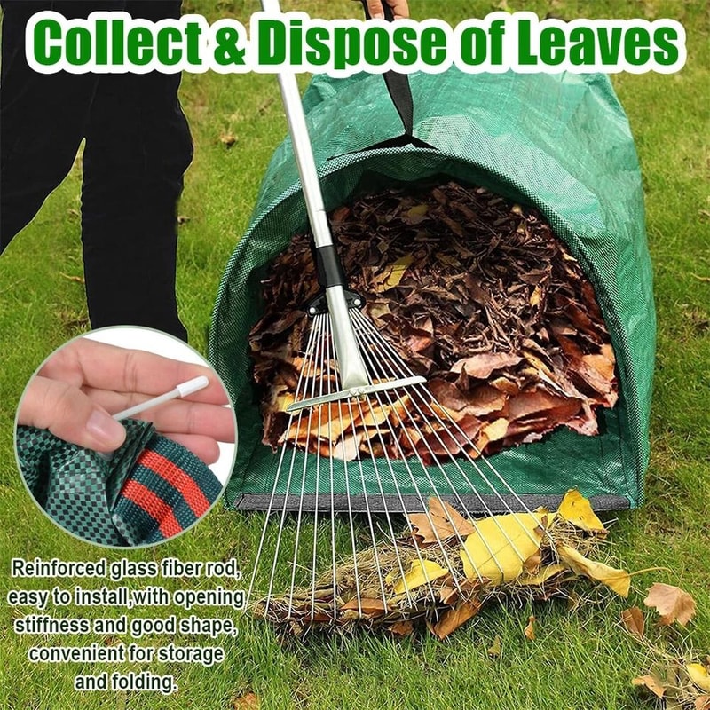 Collapsible Yard Leaf Bag Reusable Garden Waste Bag With Handles Gallon Lawn Trash Container 5