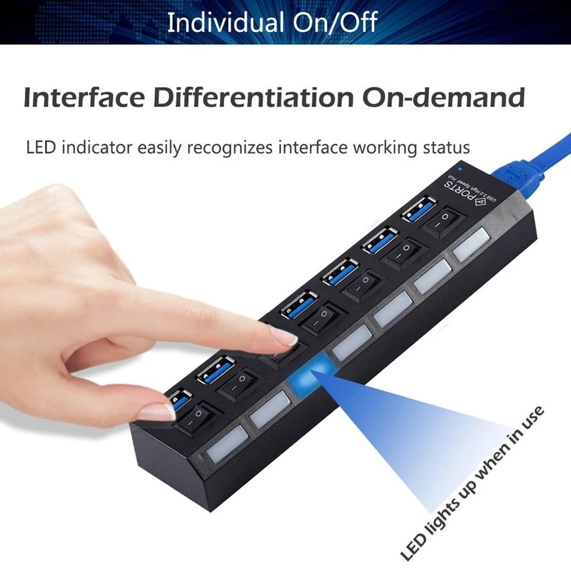 HighSpeed USB Hub Adapter For Laptop PC Expander Port USB Splitter Data Transfer With Power Adapte 5