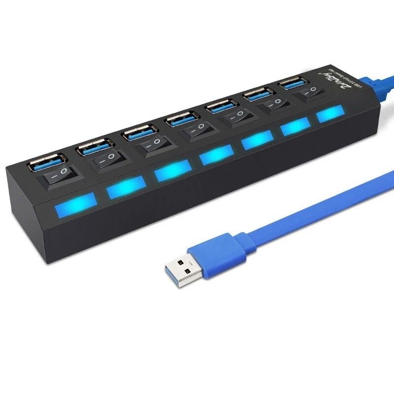 HighSpeed USB Hub Adapter For Laptop PC Expander Port USB Splitter Data Transfer With Power Adapte 0