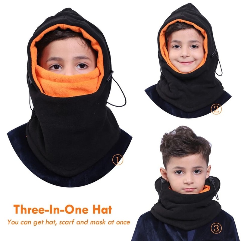 Windproof Kids Winter Fleece Balaclava Hat Warm Ski Mask For Boys And Girls Adjustable Winter Outdo 3