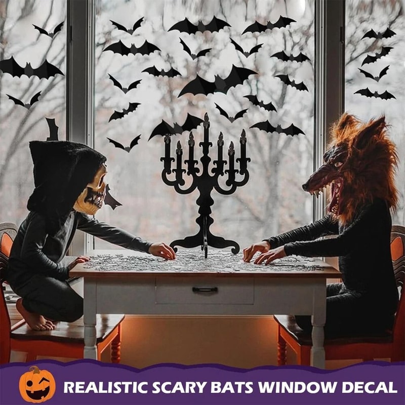 Halloween Bat Wall Stickers PVC Material Bats For Party Decoration Easy Peel And Stick Indoor And O 4
