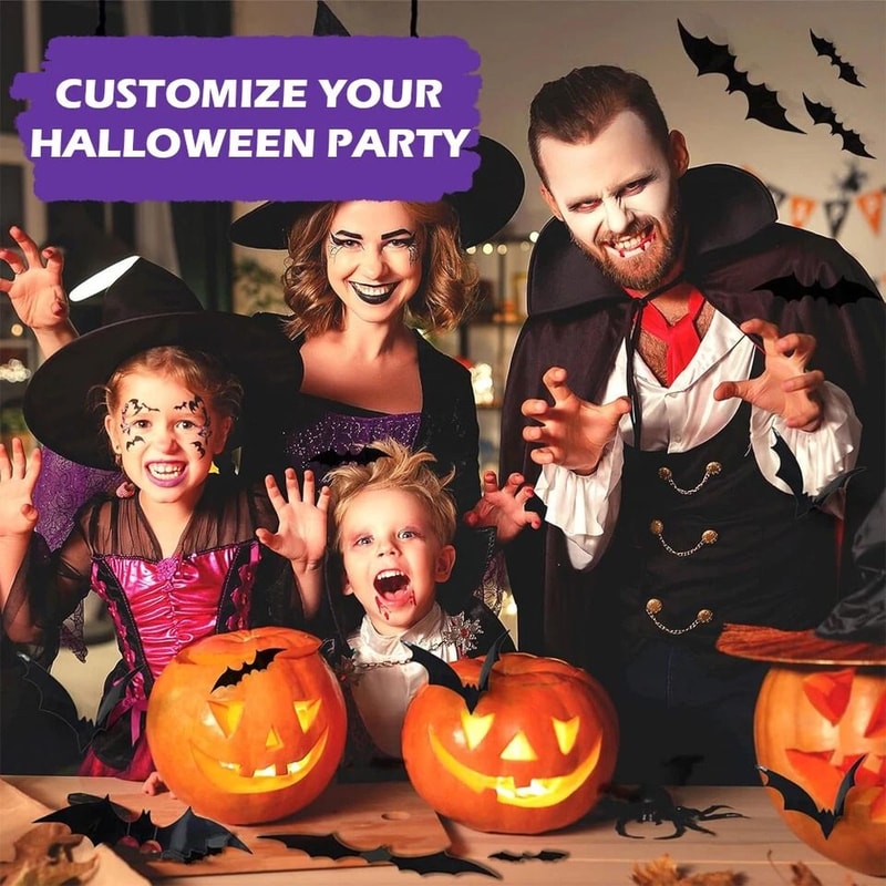 Halloween Bat Wall Stickers PVC Material Bats For Party Decoration Easy Peel And Stick Indoor And O 5