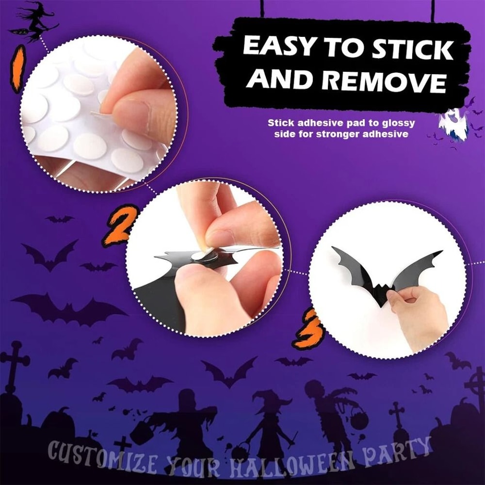 Halloween Bat Wall Stickers PVC Material Bats For Party Decoration Easy Peel And Stick Indoor And O 7