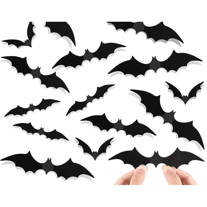 Halloween Bat Wall Stickers PVC Material Bats For Party Decoration Easy Peel And Stick Indoor And O 0