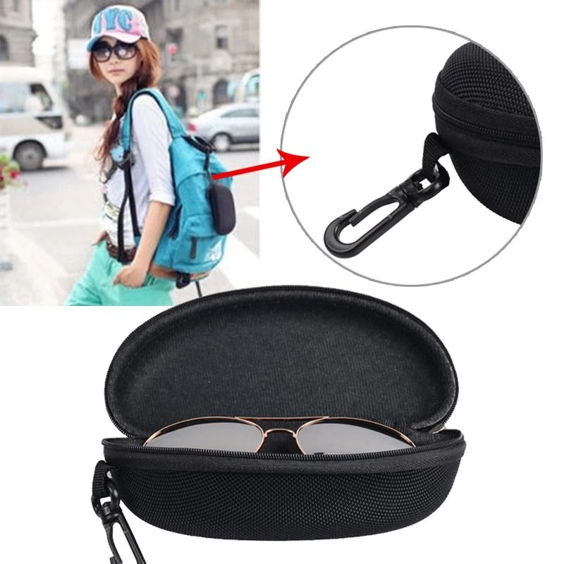 Portable Zipper Sunglasses Case Hard Shell Protector For Eyewear Carry Box With Black Fleece Lining 8