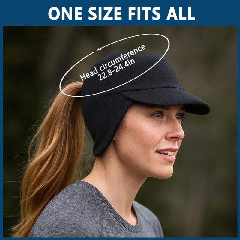 Warm Winter Fleece Ponytail Hat AntiGlare Brim For Hiking Workouts Ear Warmer Cap For Men And Women 1