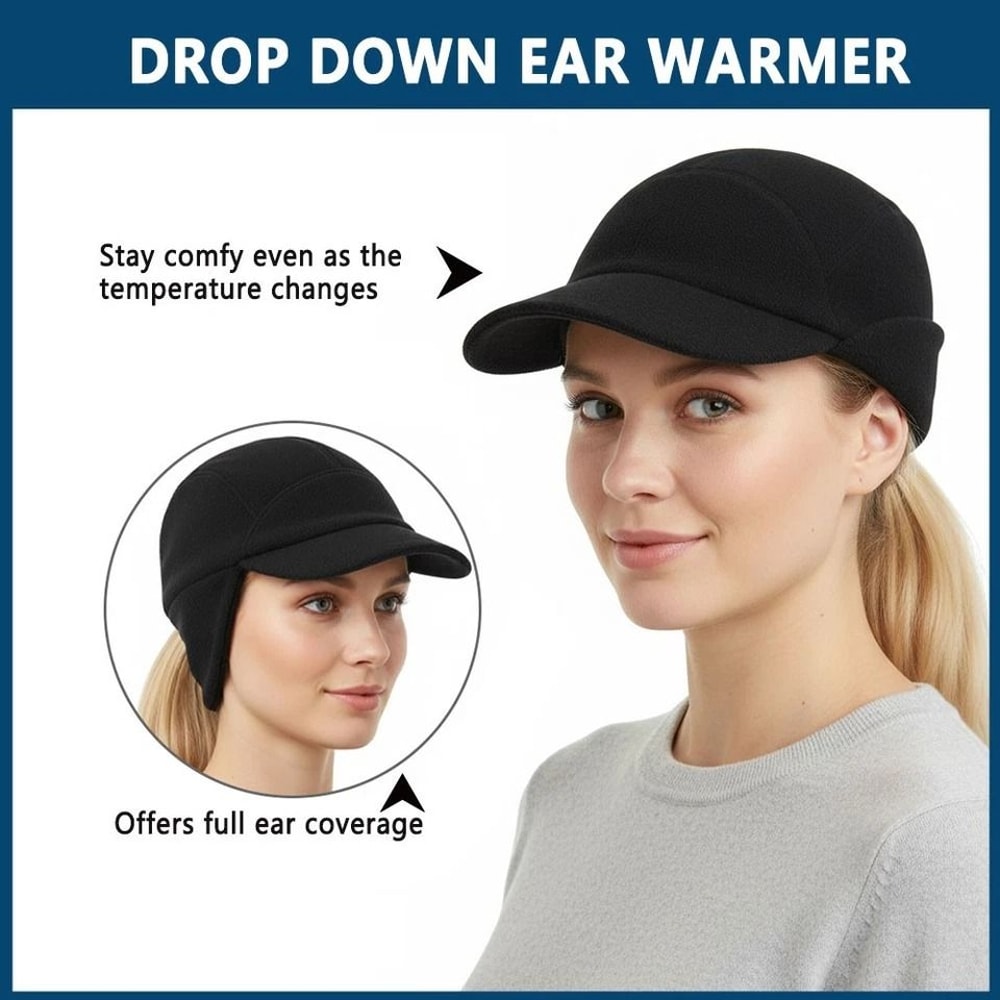 Warm Winter Fleece Ponytail Hat AntiGlare Brim For Hiking Workouts Ear Warmer Cap For Men And Women 4