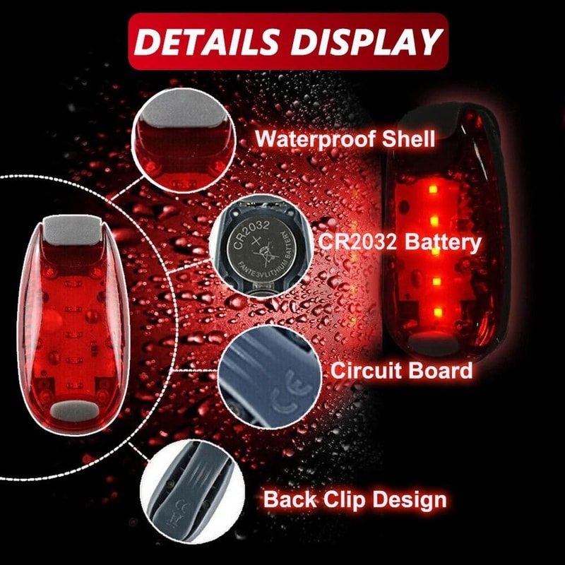 ClipOn LED Night Safety Lights For Cycling Running Walking Waterproof Warning Lamp 2