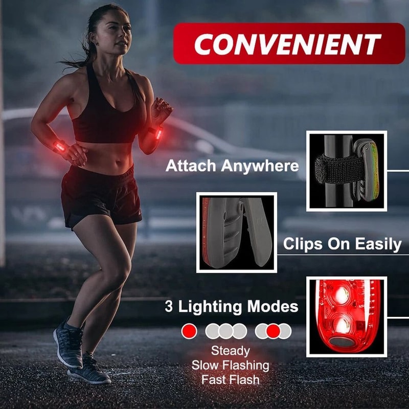 ClipOn LED Night Safety Lights For Cycling Running Walking Waterproof Warning Lamp 3