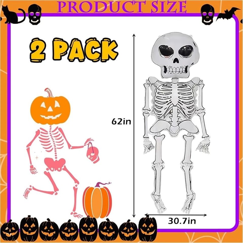 Skeleton Balloons Set Halloween Aluminum Foil Balloons Large Party Decor For Haunted Houses And Mor 1