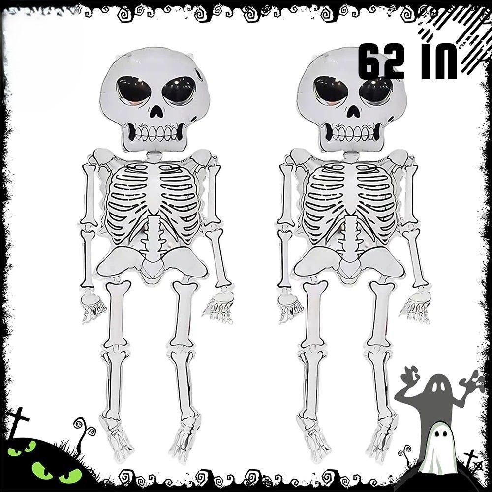 Skeleton Balloons Set Halloween Aluminum Foil Balloons Large Party Decor For Haunted Houses And Mor 0