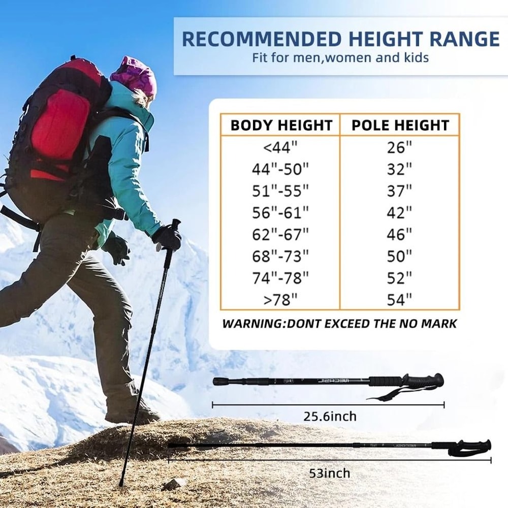Collapsible Hiking Poles Adjustable Trekking Sticks Antishock Nordic Alpenstock Lightweight Comfort 7