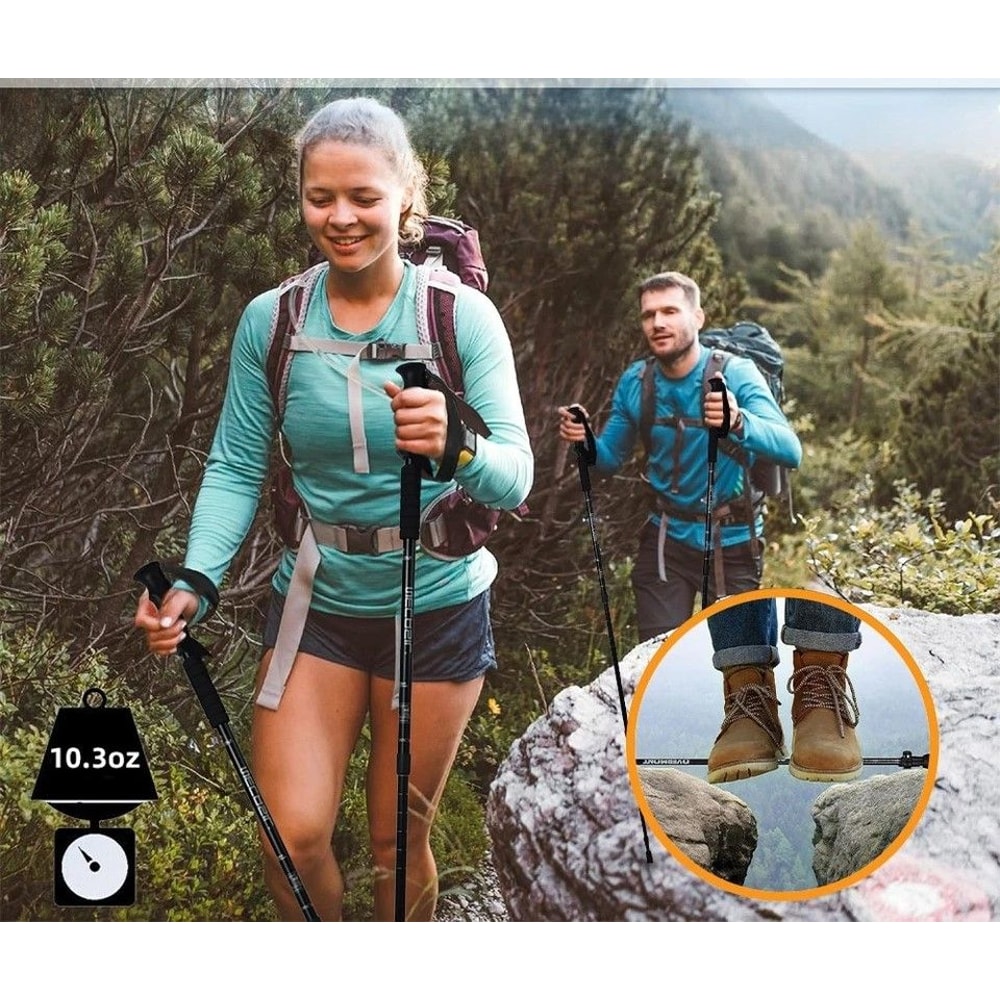 Collapsible Hiking Poles Adjustable Trekking Sticks Antishock Nordic Alpenstock Lightweight Comfort 0