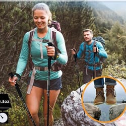 collapsible hiking poles, adjustable trekking sticks, anti-shock nordic alpenstock, lightweight, comfortable