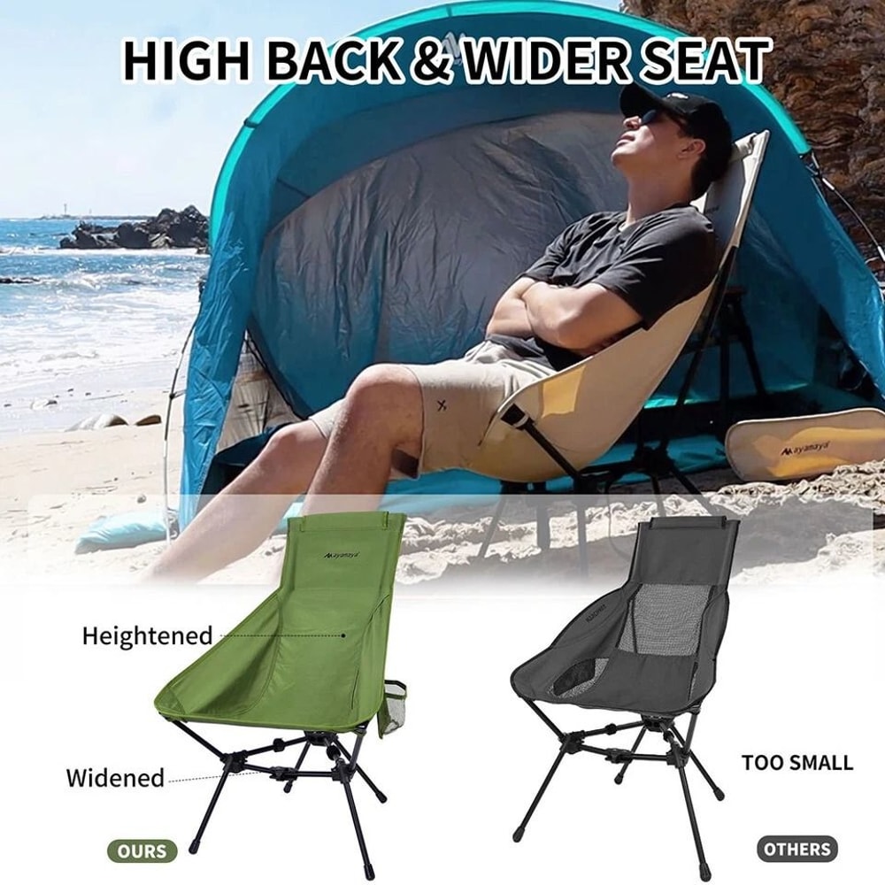 Portable Compact Outdoor Seat Ultralight Folding Camping Chair High Back Beach Chair Fishing Travel 7