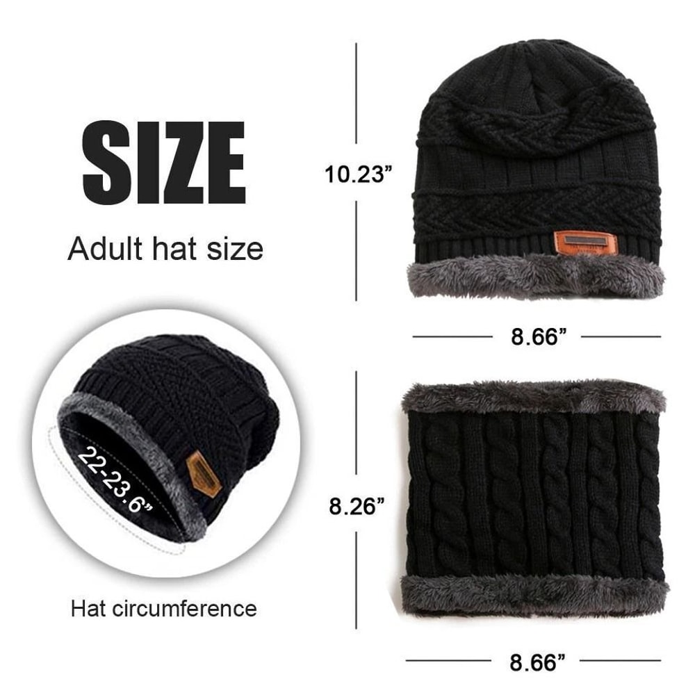 Knitted Winter Beanie Hat Bacaclava Snood Scarf Set Snow Ski Cap For Men Women Fleece Lined Hat And 3