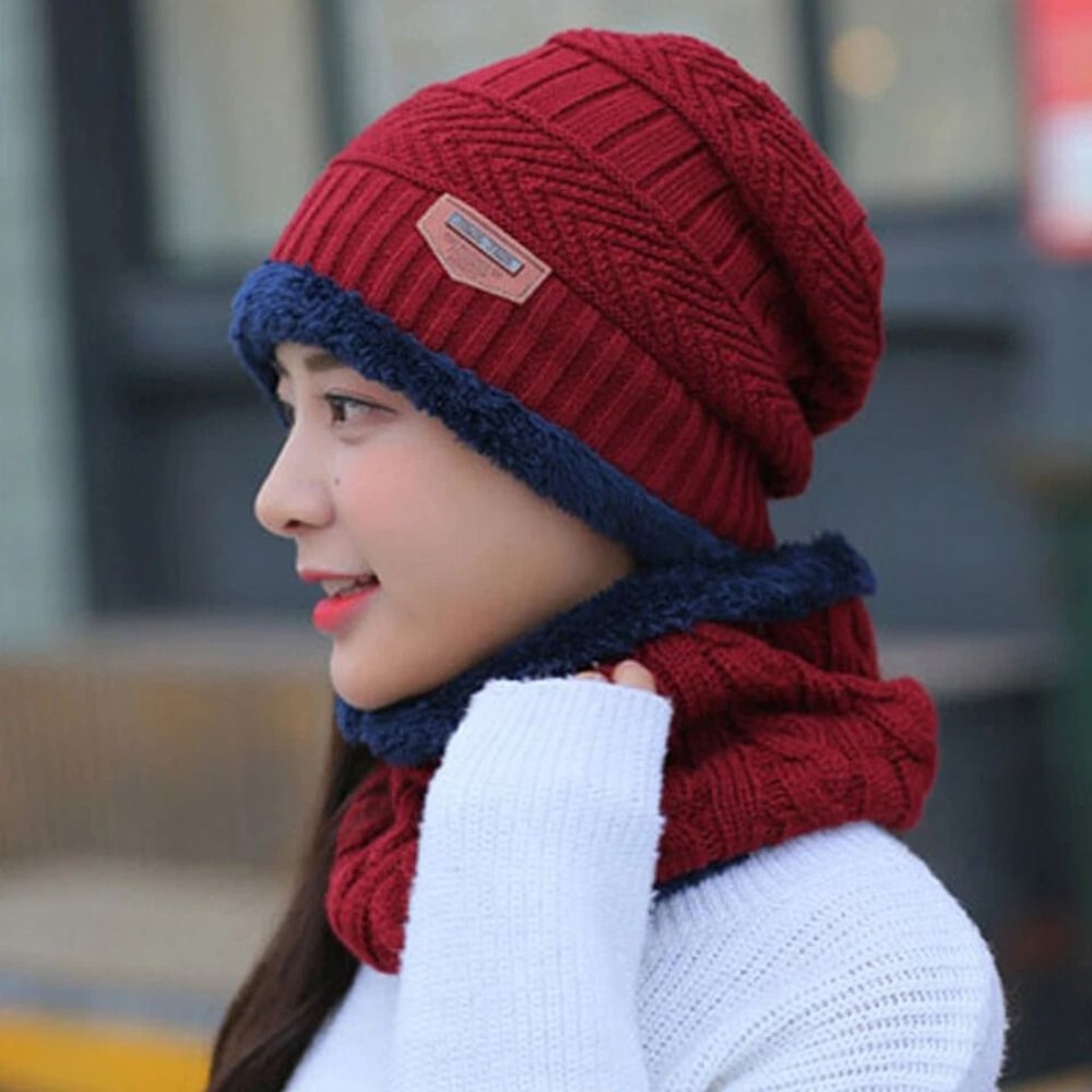 Knitted Winter Beanie Hat Bacaclava Snood Scarf Set Snow Ski Cap For Men Women Fleece Lined Hat And 0