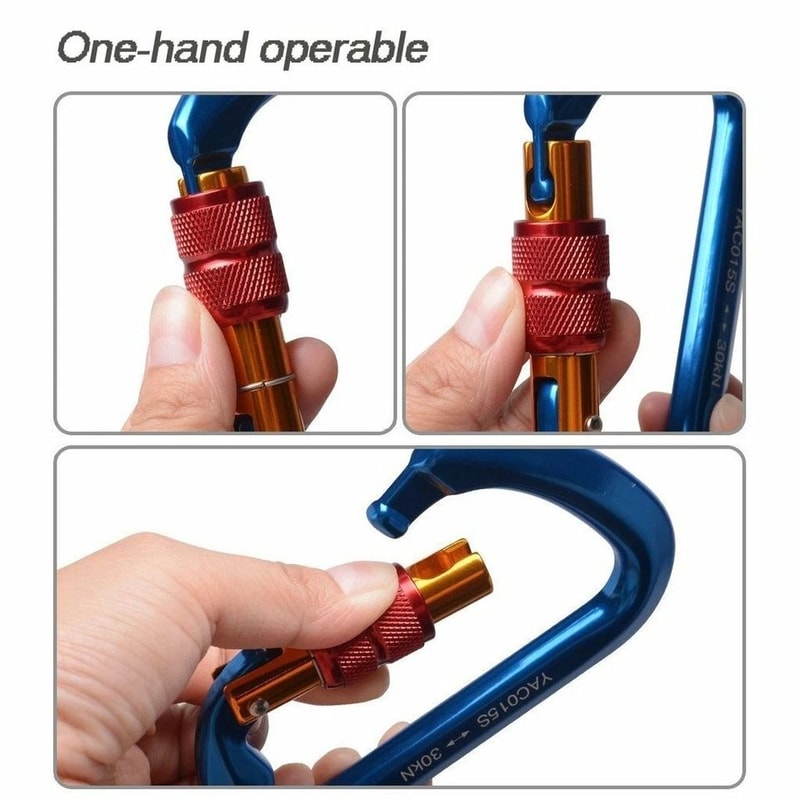 Outdoor Rock Climbing Carabiner Aluminum Alloy Screw Locking DShape Hook 9
