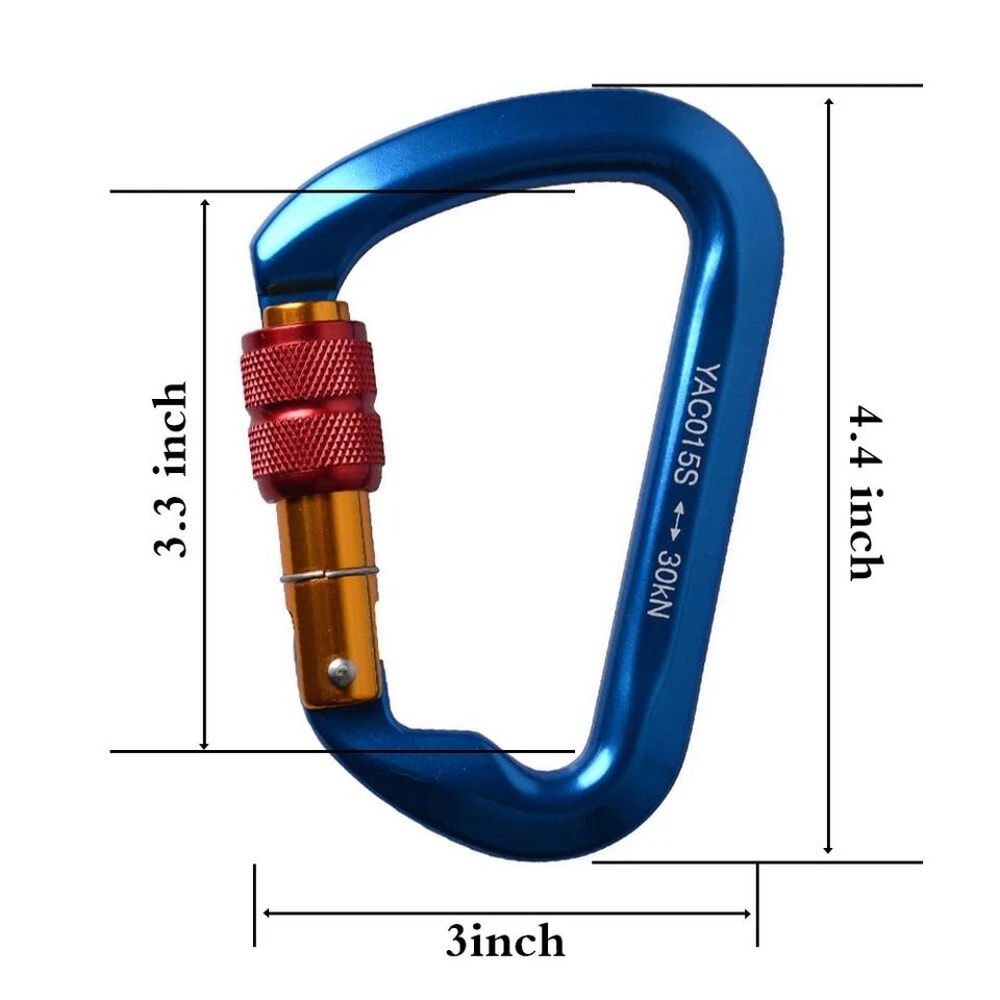 Outdoor Rock Climbing Carabiner Aluminum Alloy Screw Locking DShape Hook 2