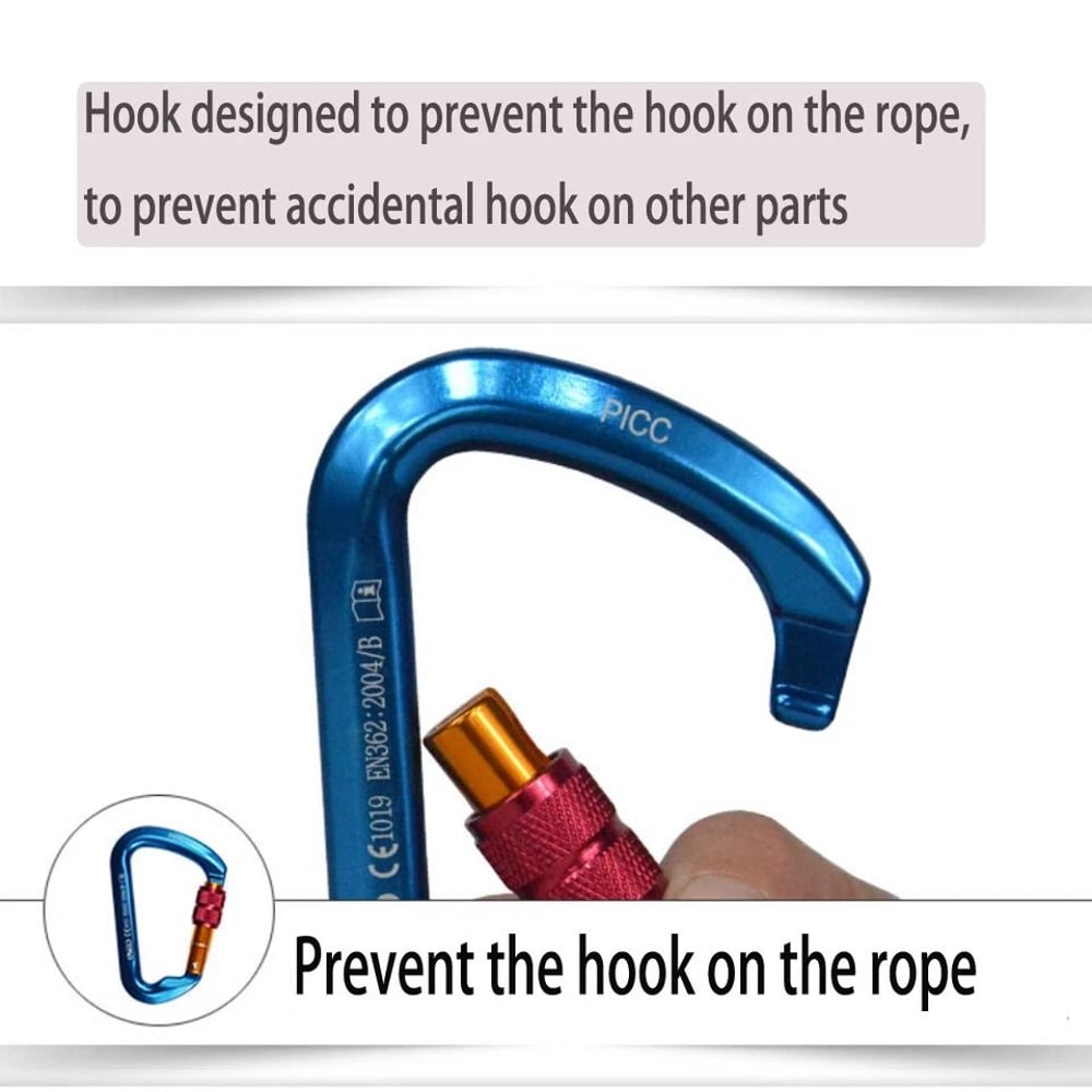 Outdoor Rock Climbing Carabiner Aluminum Alloy Screw Locking DShape Hook 5