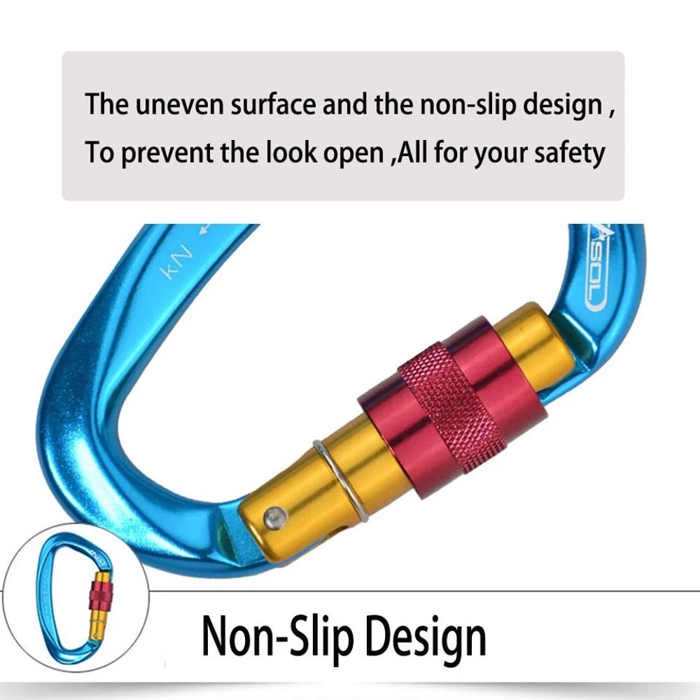 Outdoor Rock Climbing Carabiner Aluminum Alloy Screw Locking DShape Hook 6