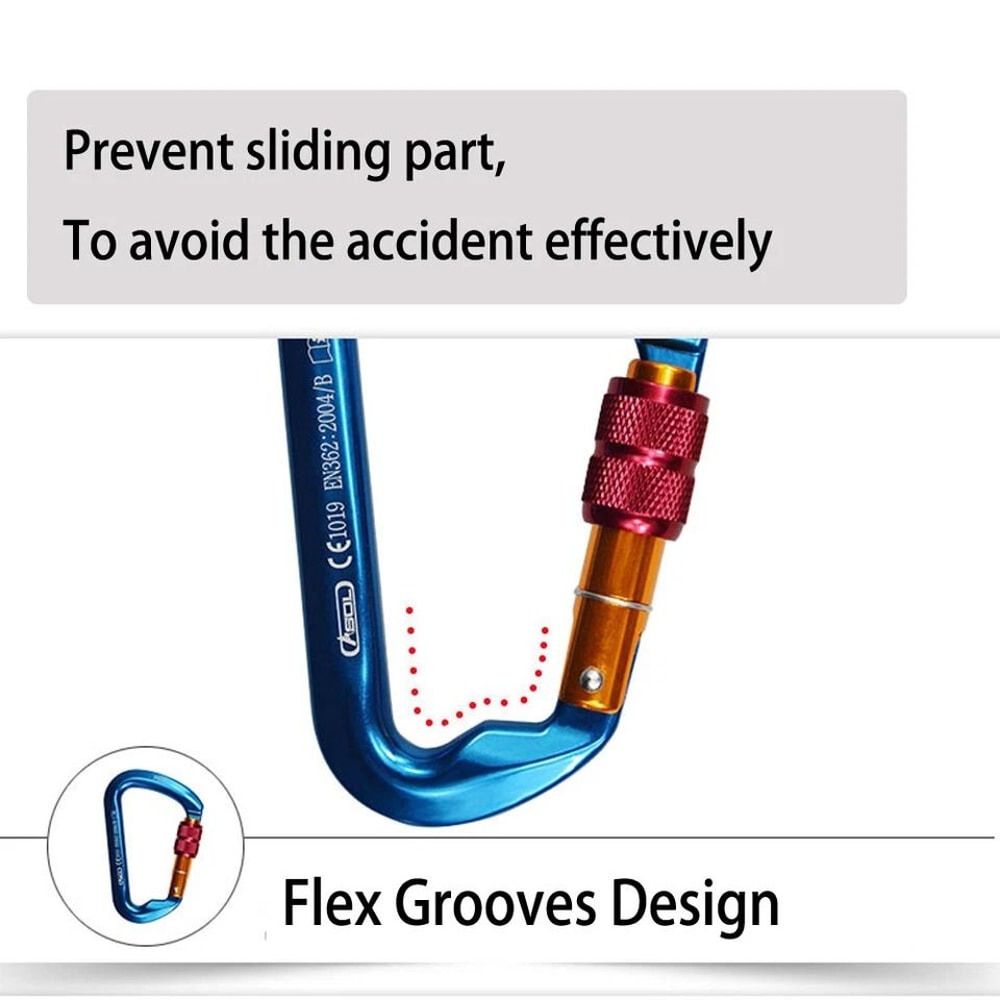 Outdoor Rock Climbing Carabiner Aluminum Alloy Screw Locking DShape Hook 7