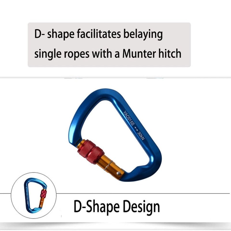 Outdoor Rock Climbing Carabiner Aluminum Alloy Screw Locking DShape Hook 8