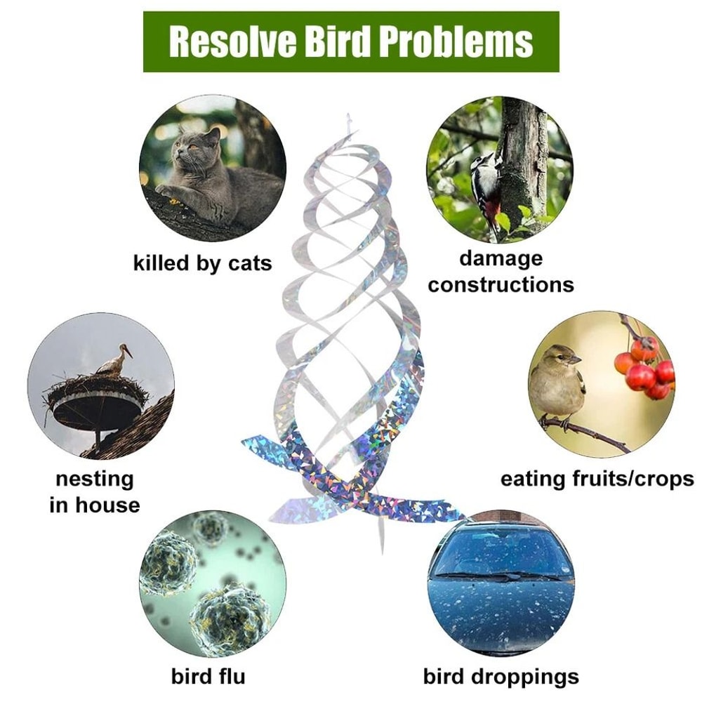 Reflective Bird Repellent Spiral Garden Hanging Deterrent For Woodpeckers And Birds Protect Lawn 1
