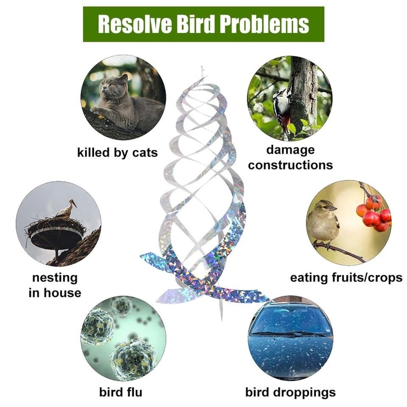 Reflective Bird Repellent Spiral Garden Hanging Deterrent For Woodpeckers And Birds Protect Lawn 1