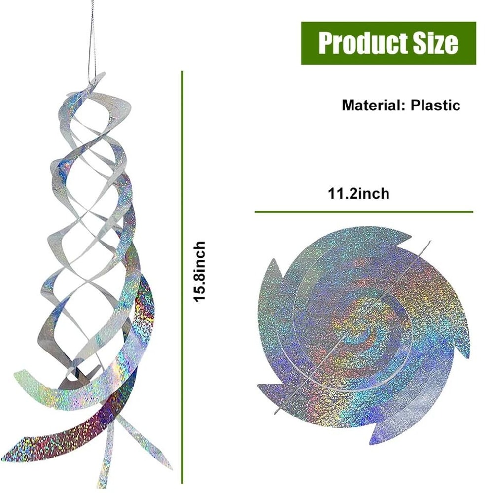 Reflective Bird Repellent Spiral Garden Hanging Deterrent For Woodpeckers And Birds Protect Lawn 7