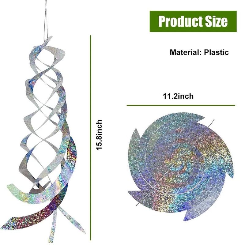 Reflective Bird Repellent Spiral Garden Hanging Deterrent For Woodpeckers And Birds Protect Lawn 7