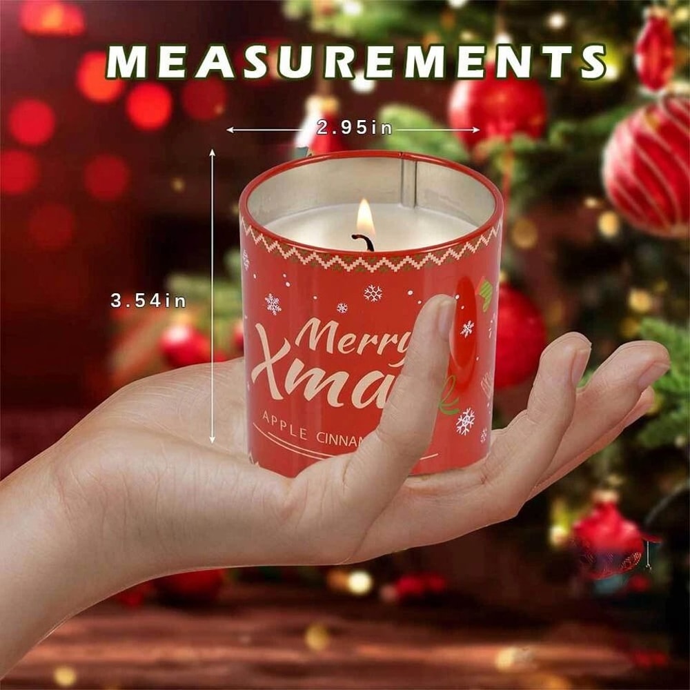 Holiday Decor Christmas Soy Candle Scented Aromatherapy For Home Safe Cinnamon Apple Fragrance 2
