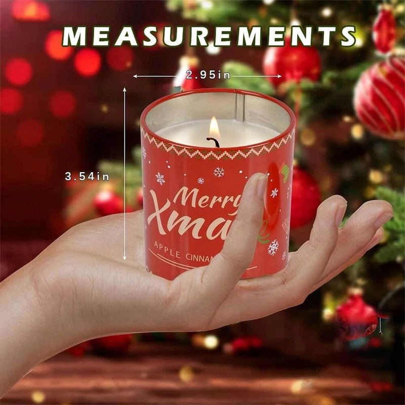 Holiday Decor Christmas Soy Candle Scented Aromatherapy For Home Safe Cinnamon Apple Fragrance 2