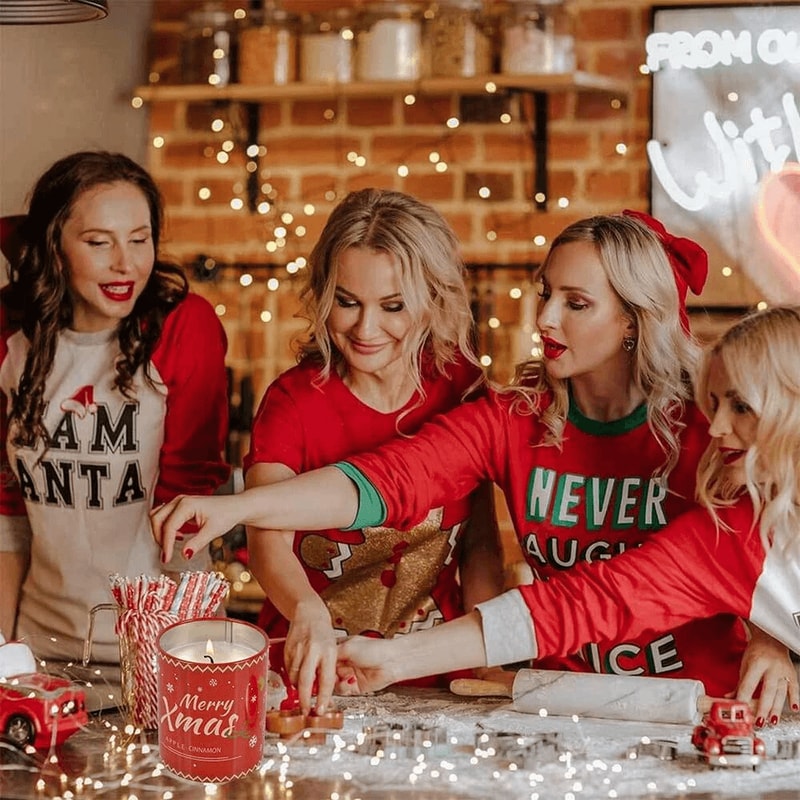 Holiday Decor Christmas Soy Candle Scented Aromatherapy For Home Safe Cinnamon Apple Fragrance 7