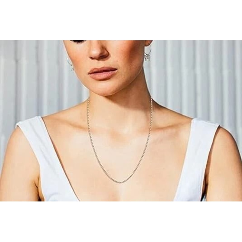 Sterling Silver Box Chain Necklace Adjustable Bolo Closure Solid Italian Silver Hypoallergenic For 1