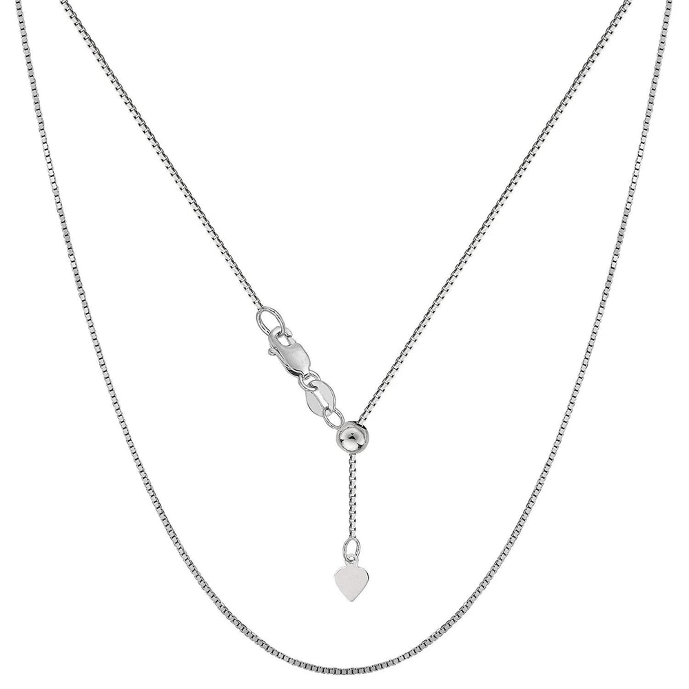 Sterling Silver Box Chain Necklace Adjustable Bolo Closure Solid Italian Silver Hypoallergenic For 0