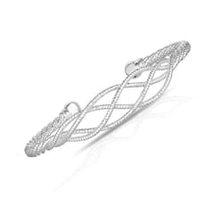 shiny women sterling silver plated cuff bangle bracelet, diamond cut design, elegant and strong bangle for all occasions