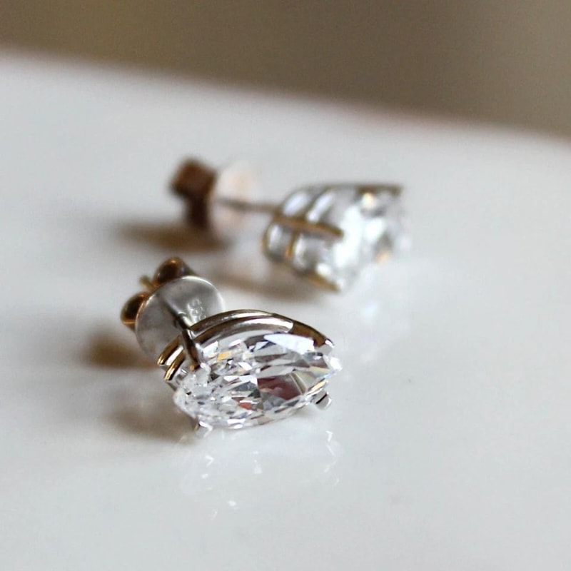 Sterling Silver Marquise Cut Stud Earrings For Women Created Marquise Stones Timeless Silver Jewelr 3