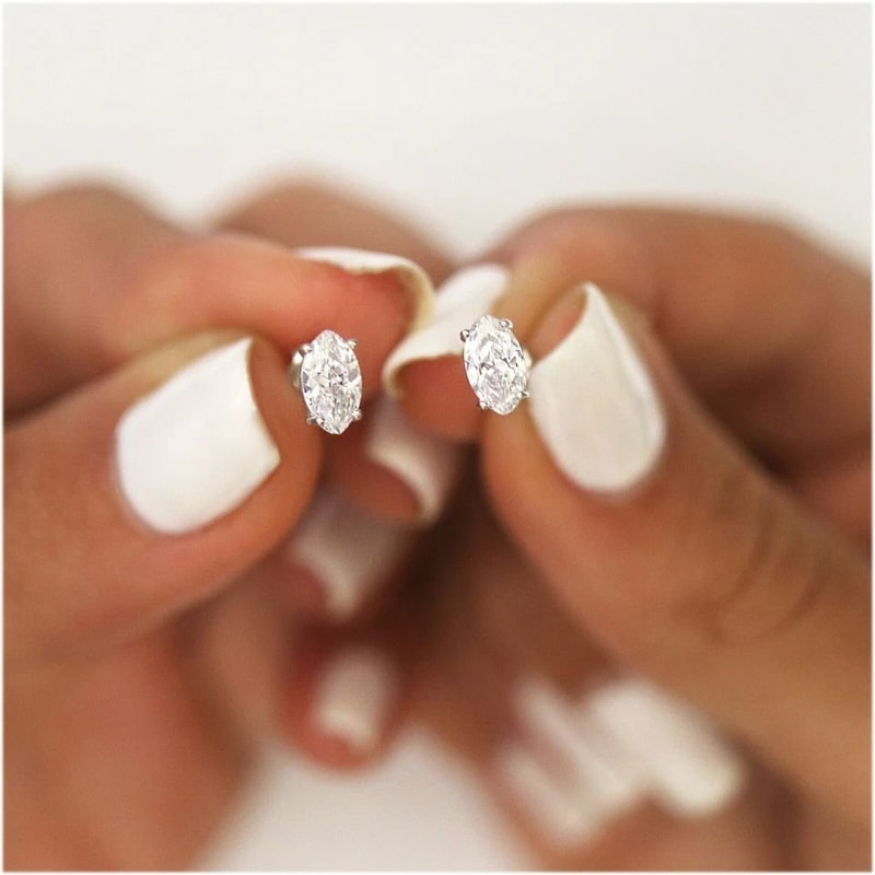 Sterling Silver Marquise Cut Stud Earrings For Women Created Marquise Stones Timeless Silver Jewelr 4