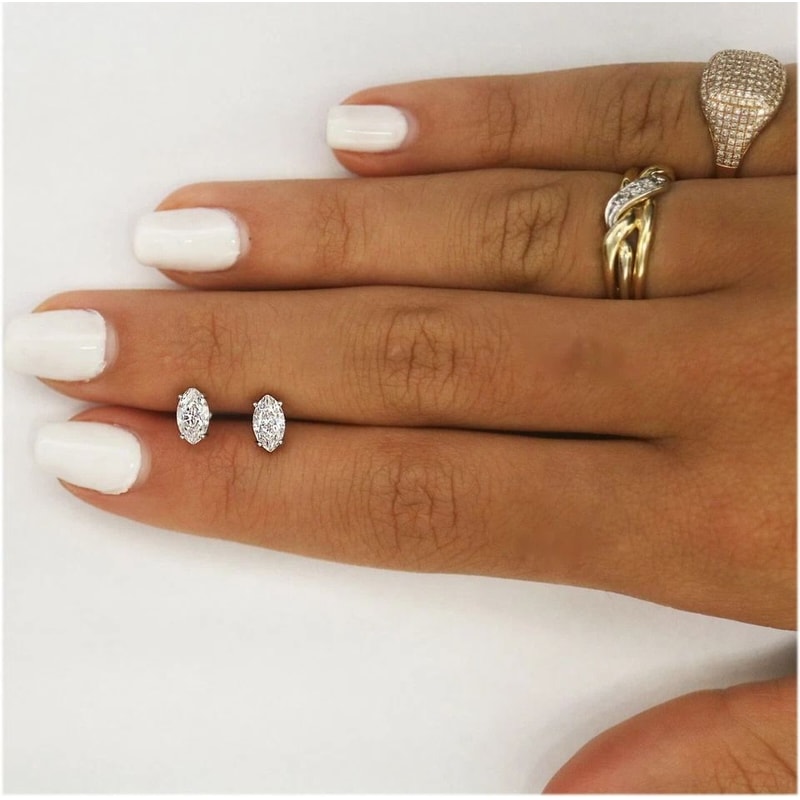 Sterling Silver Marquise Cut Stud Earrings For Women Created Marquise Stones Timeless Silver Jewelr 5