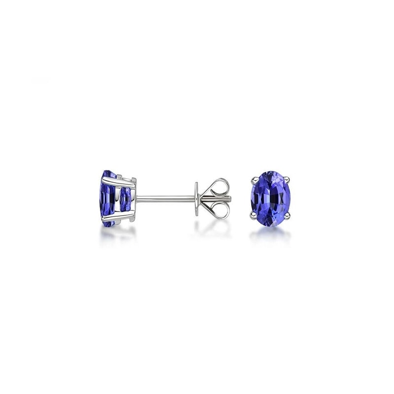 Sterling Silver Genuine Tanzanite Oval Stud Earrings For Women Dazzling Fine Jewelry Gift 1