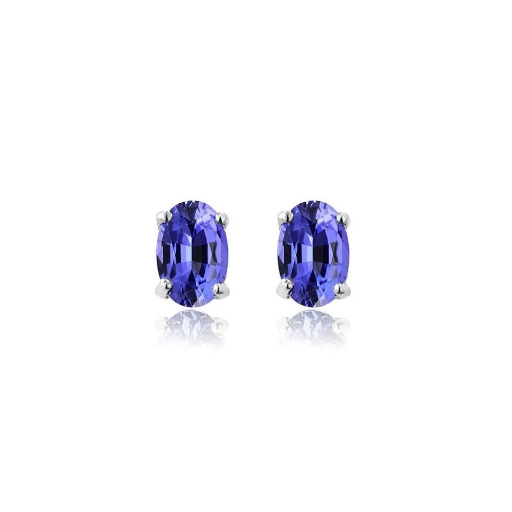 Sterling Silver Genuine Tanzanite Oval Stud Earrings For Women Dazzling Fine Jewelry Gift 0