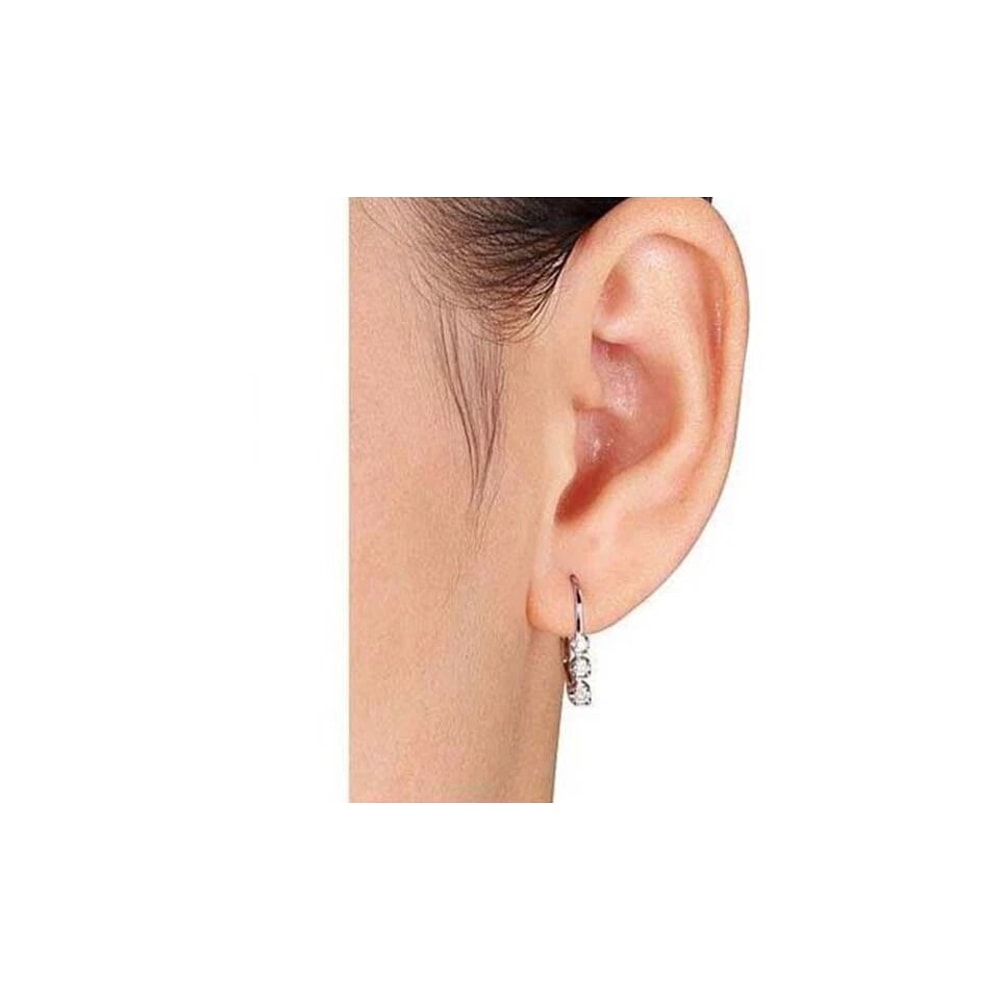 Sterling Silver Leverback Earrings Round CZ White Clear Diamond CZ Earrings 9